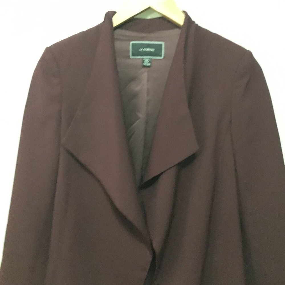 Le Château Long Burgundy Open Front Blazer Cardigan Jacket Size XXS - Picture 4 of 15